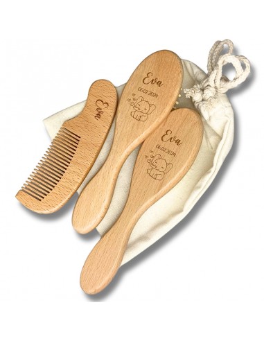 Kit brosses bébé personnalisé (2 Brosses, 1 peigne) une grave pollution 